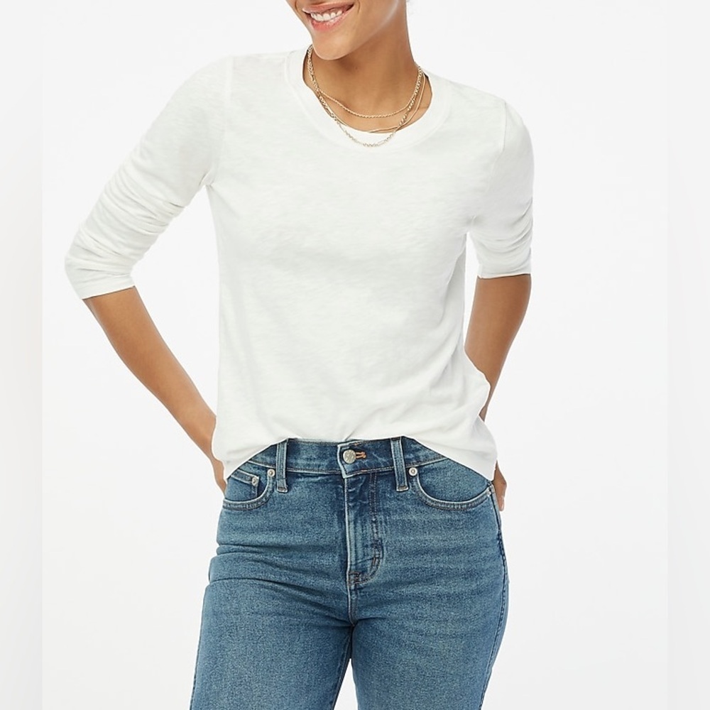 NWT J. Crew Women Green Girlfriend Crewneck Long Sleeve Cotton Shirt XS Sold Out